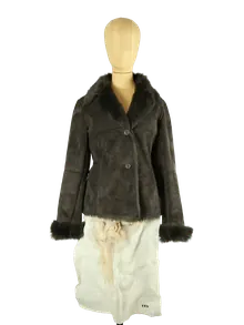 Balmain Jacke mit Kunstfellkragen Damen Braun