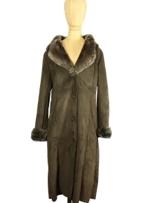 Balmain Mantel mit Kunstfellkragen Damen Braun