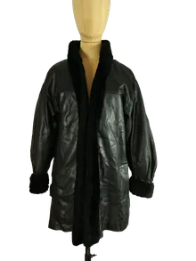 Yves Saint Laurent Leder-Winterjacke Unisex Schwarz